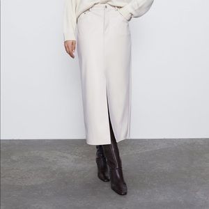 White faux letter midi skirt
